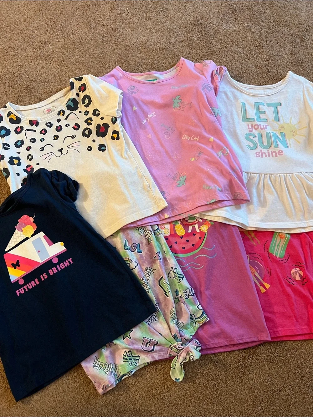 Gymboree Girls Mixed Short Sleeve Tops - Pink, White, Navy, Purple
